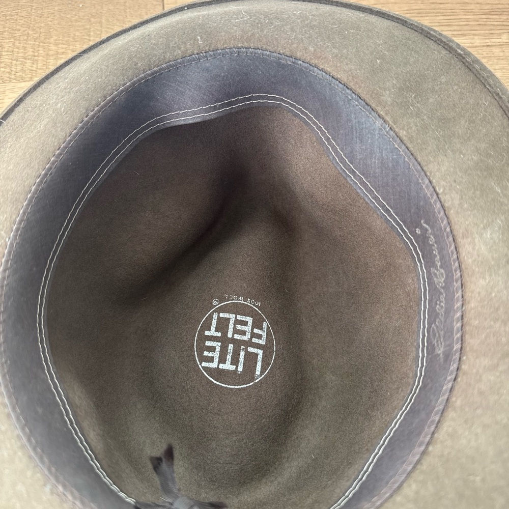 Eddie Bauer Men's Lite Felt Wool Fedora Hat with Tan Leather Band Sz. Med - Picture 5 of 8